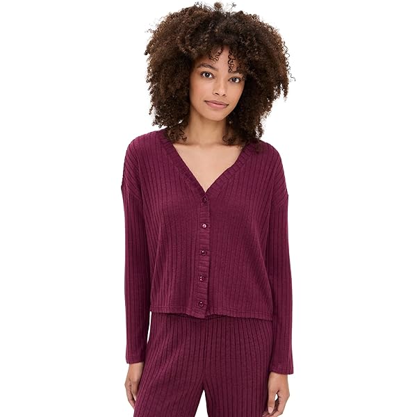 Z SUPPLY Women's Mara Rib Lounge Top, Long Sleeve, Arabian Spice
